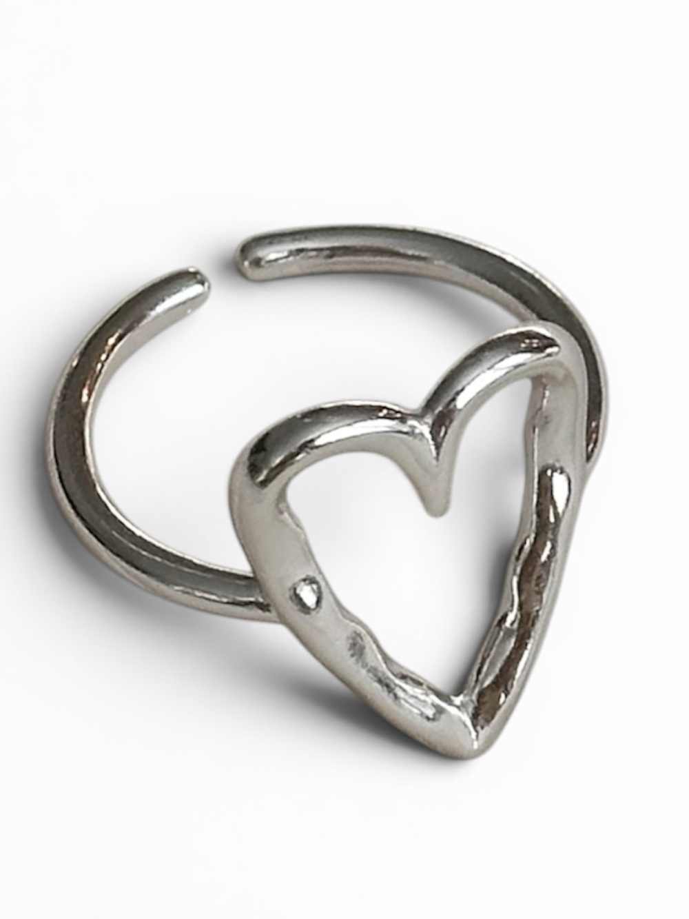 New! 925 Sterling Silver Heart Ring Adjustable